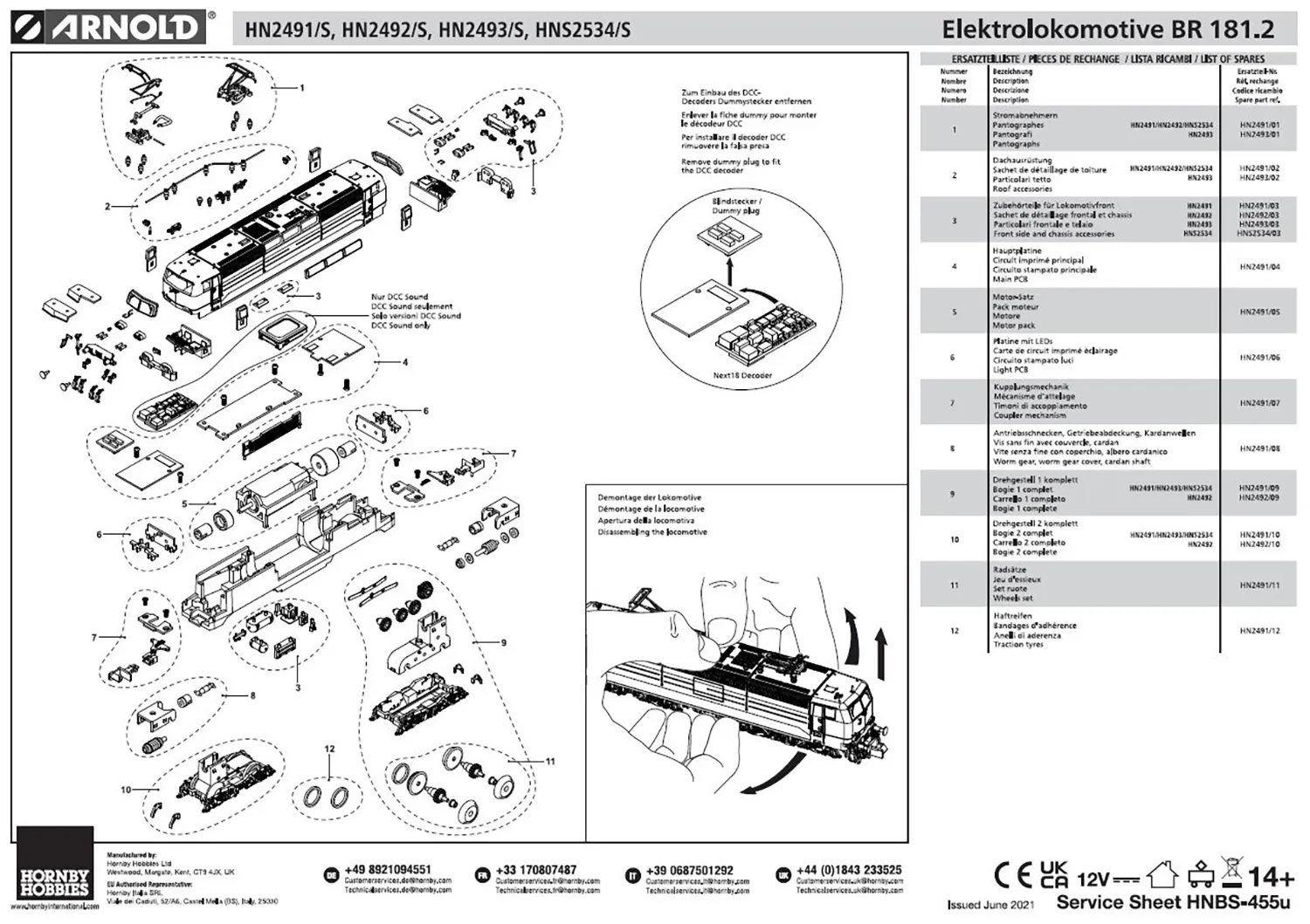 Elektrolokomotive BR 181.2 Vorderseite und Chassiszubehör