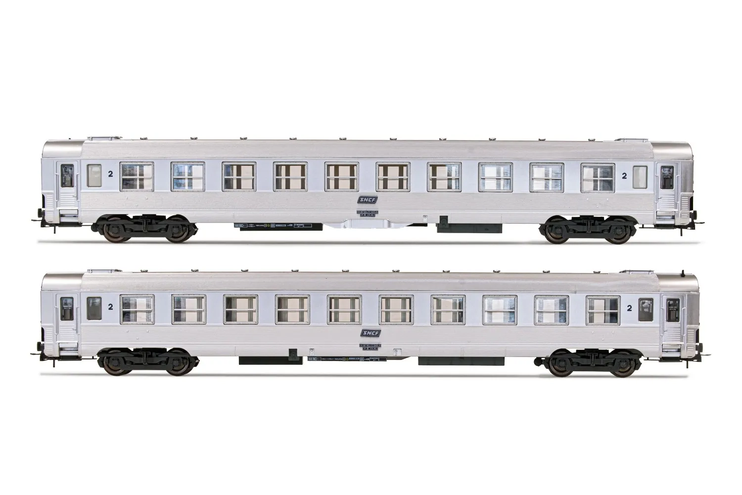 SNCF, coffret de 2 voitures DEV Inox de 2éme classe, composé de 2 x voitures B10j, ép. IV