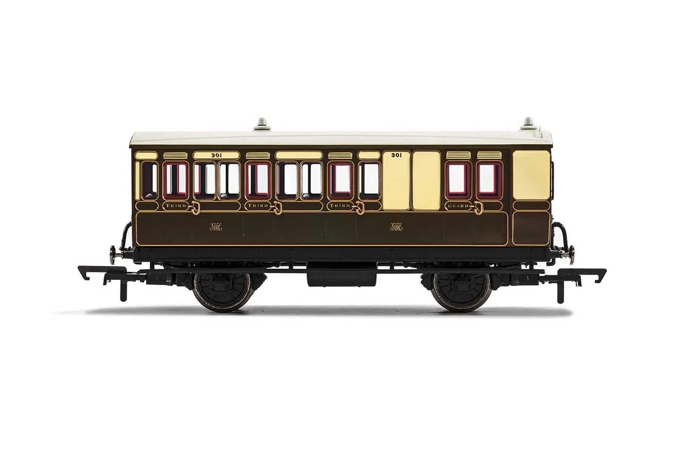 GWR, 4 Wheel Coach, Brake 3rd Class, 301 - Era 2/3