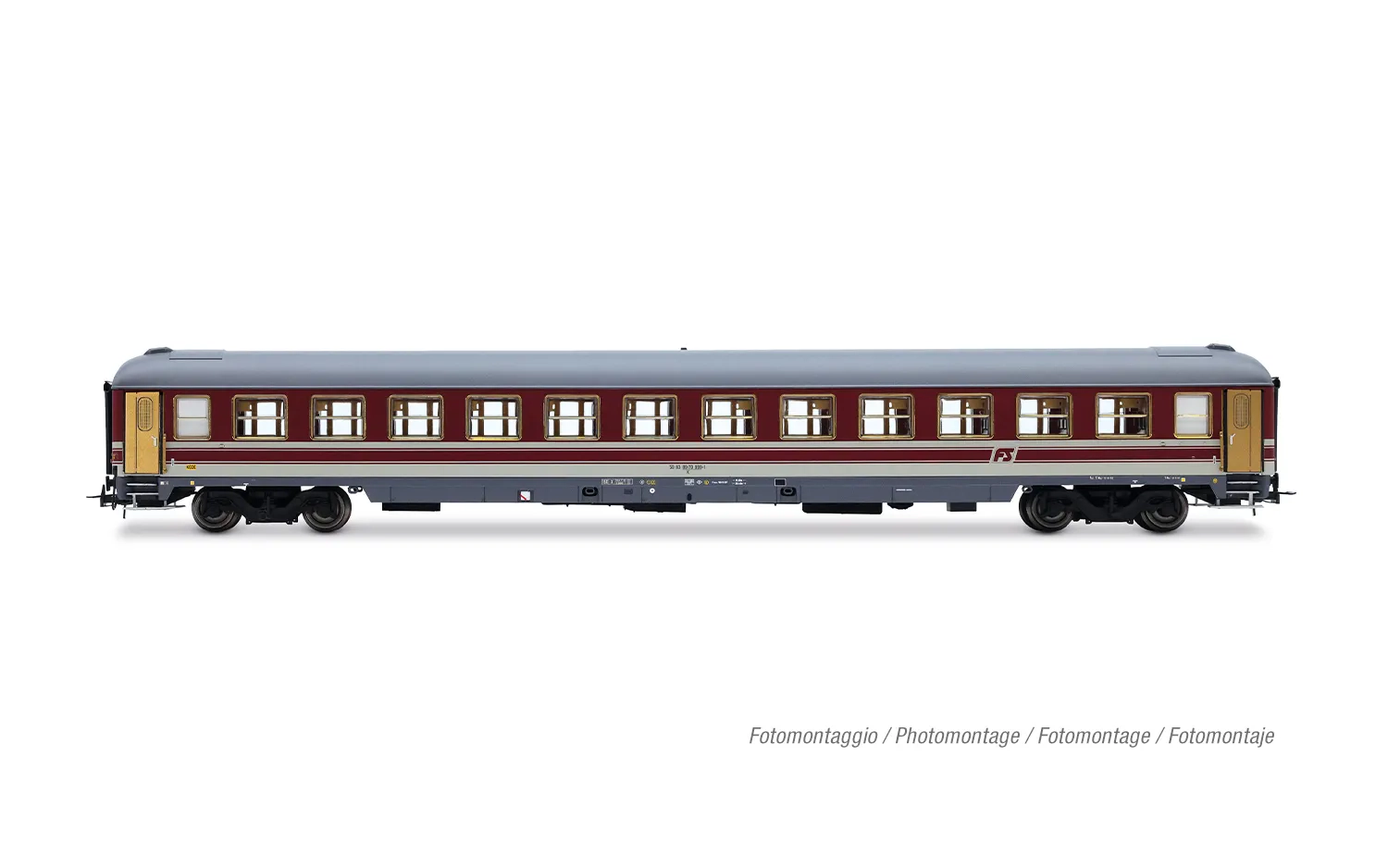 FS, UIC-X 1979 coach for the transport of prisoners, red/grey livery, ep. IV-V