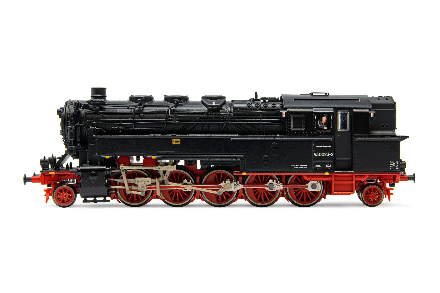 DR, Dampflokomotive BR 95 0023-2, mit Ölfeuerung, in rot/schwarzer Lackierung, Ep. IV