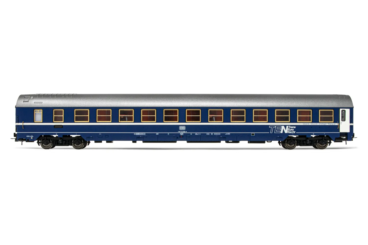 DB, sleeping coach MU, "TEN"-livery with aluminium roof, period IV