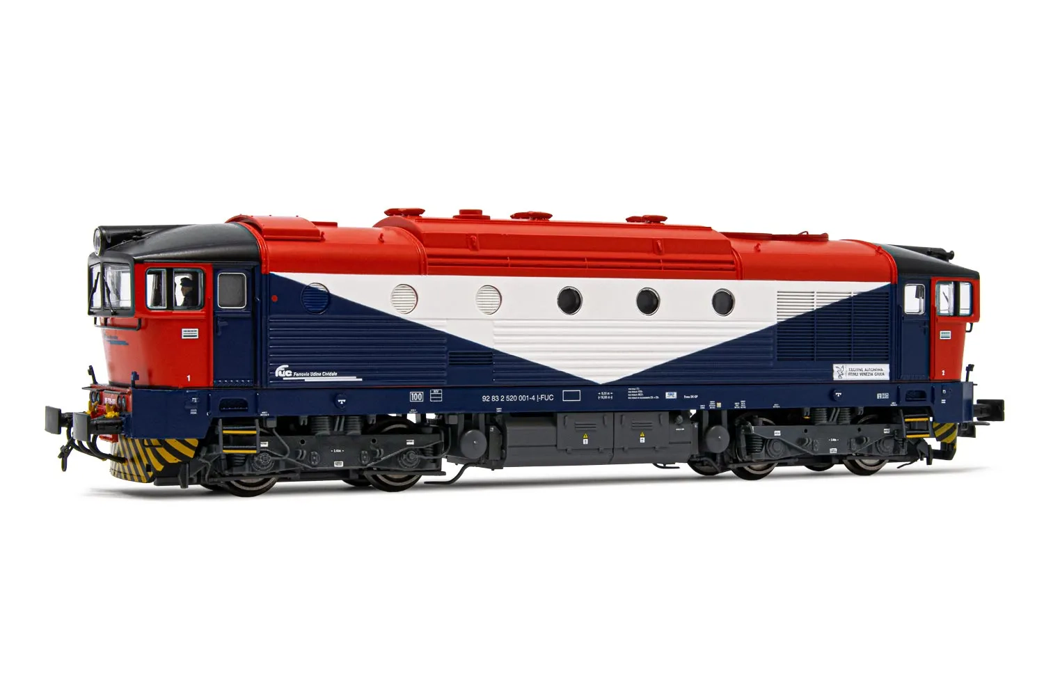 FUC, Diesellokomotive DE 520, in blau/rot/weißer Lackierung, Ep. VI, mit DCC-Sounddecoder