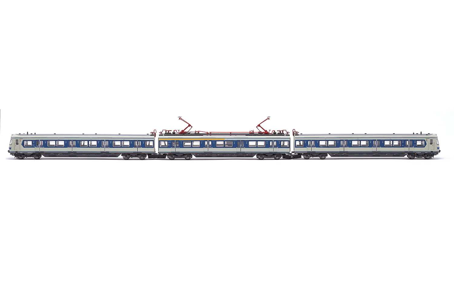 DB, 3-tlg. Set elektrischer Triebzug BR 420, zwei Stromabnehmer, in grau/blauer Lackierung, Ep. IV