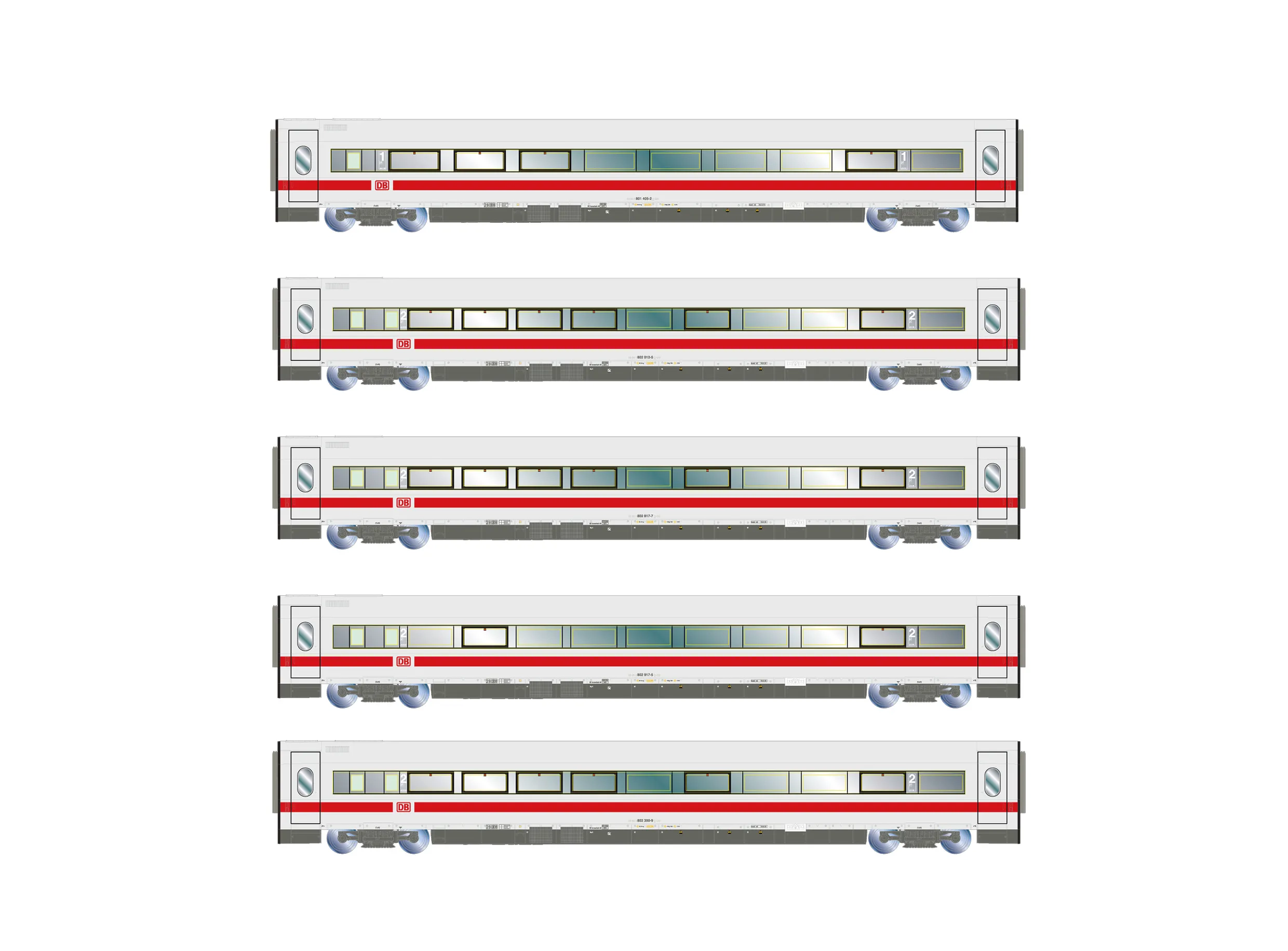 DB AG, 5-unit pack add. coaches for ICE-1 (1 x 1st class + 4 x 2nd class) train "Interlaken", ep. VI