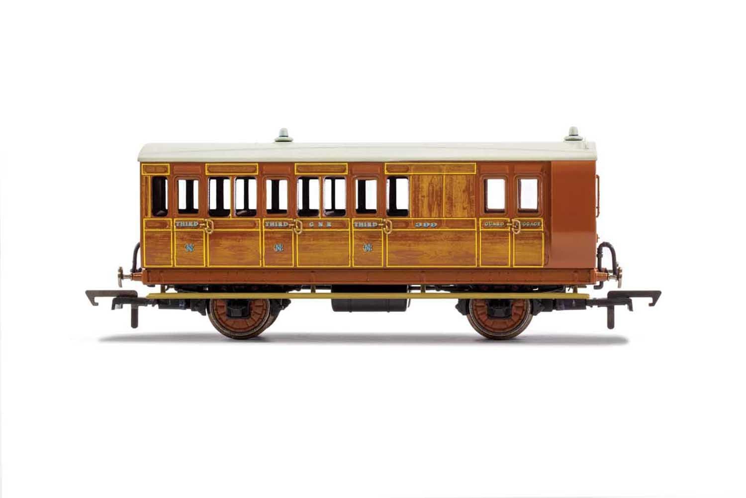 GNR, 4 Wheel Coach, Brake 3rd Class, Fitted Lights, 399 - Era 2