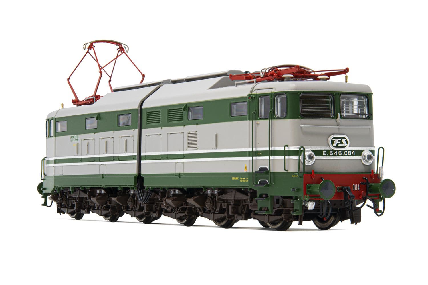 FS, locomotiva elettrica E.646, 2a serie, livrea verde/grigia con modanature d'alluminio, ep. IIIb, con DCC Sound decoder