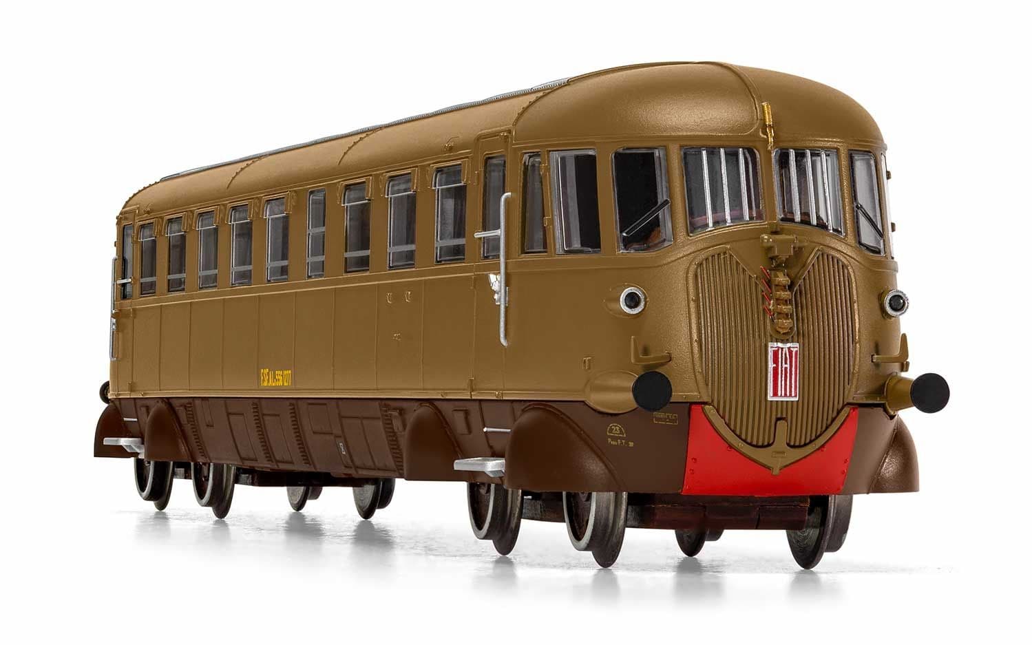 FSF, Dieseltriebwagen Aln 556 in “Castano/Isabella”-Lackierung, mit roten Frontschürzen, angetriebenes Modell, Ep. IV