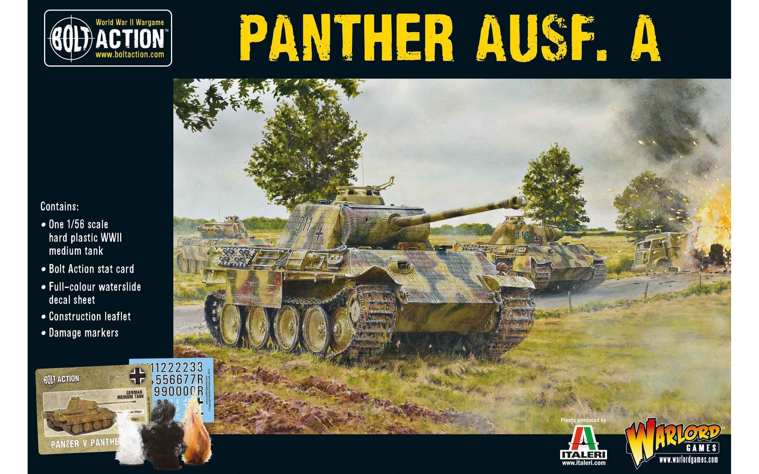 Panther AUSF A Medium Tank 1:56 WWII Military Wargaming Plastic Model Kit