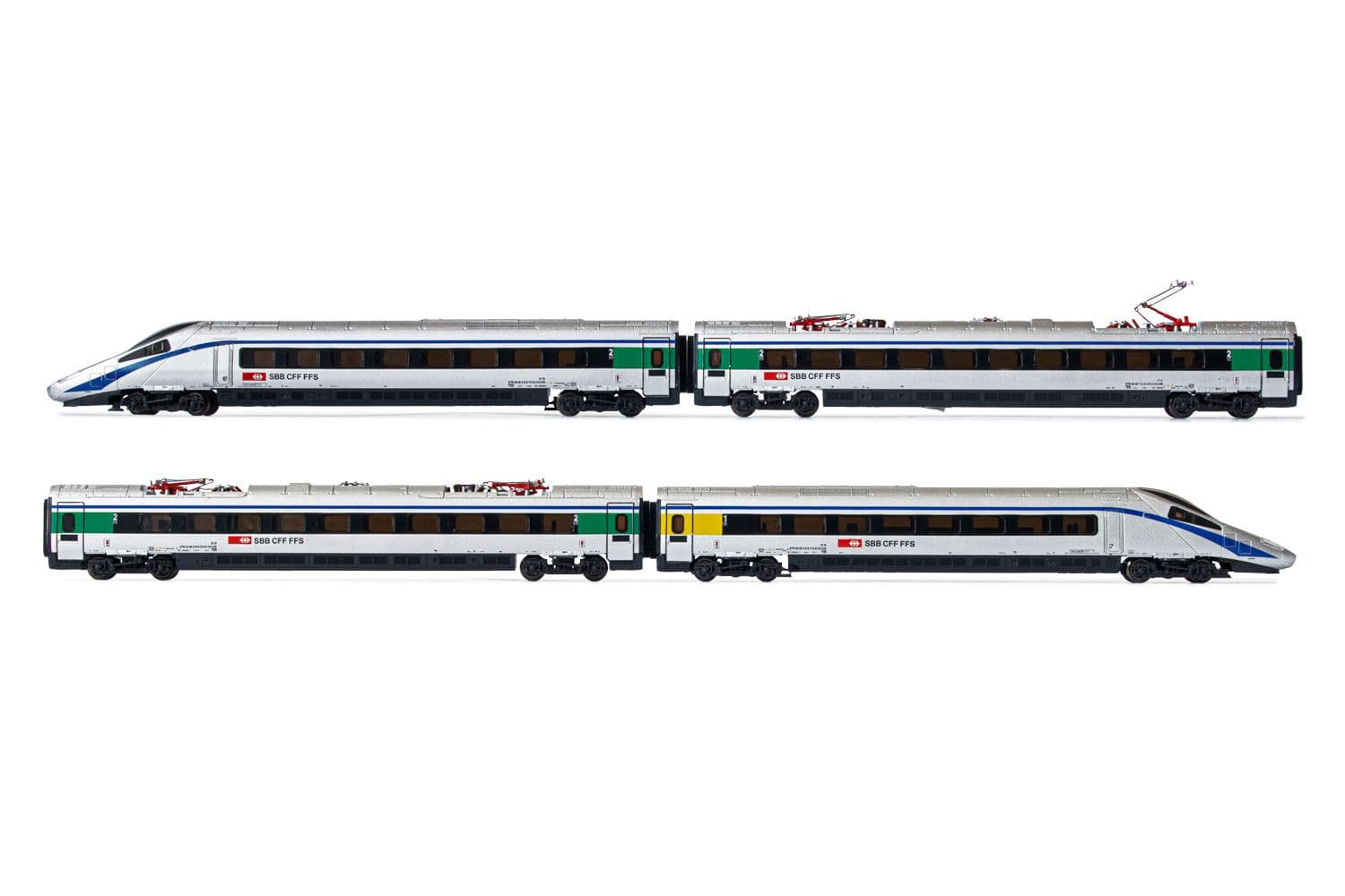 SBB, 4-unit base set EMU class ETR 610, ”Cisalpino”-livery, period VI
