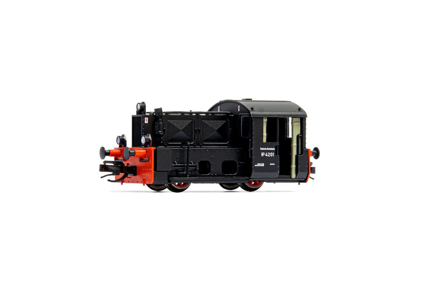 DR, shunting diesel locomotive Köf II with open drivers cabin, black livery, period III