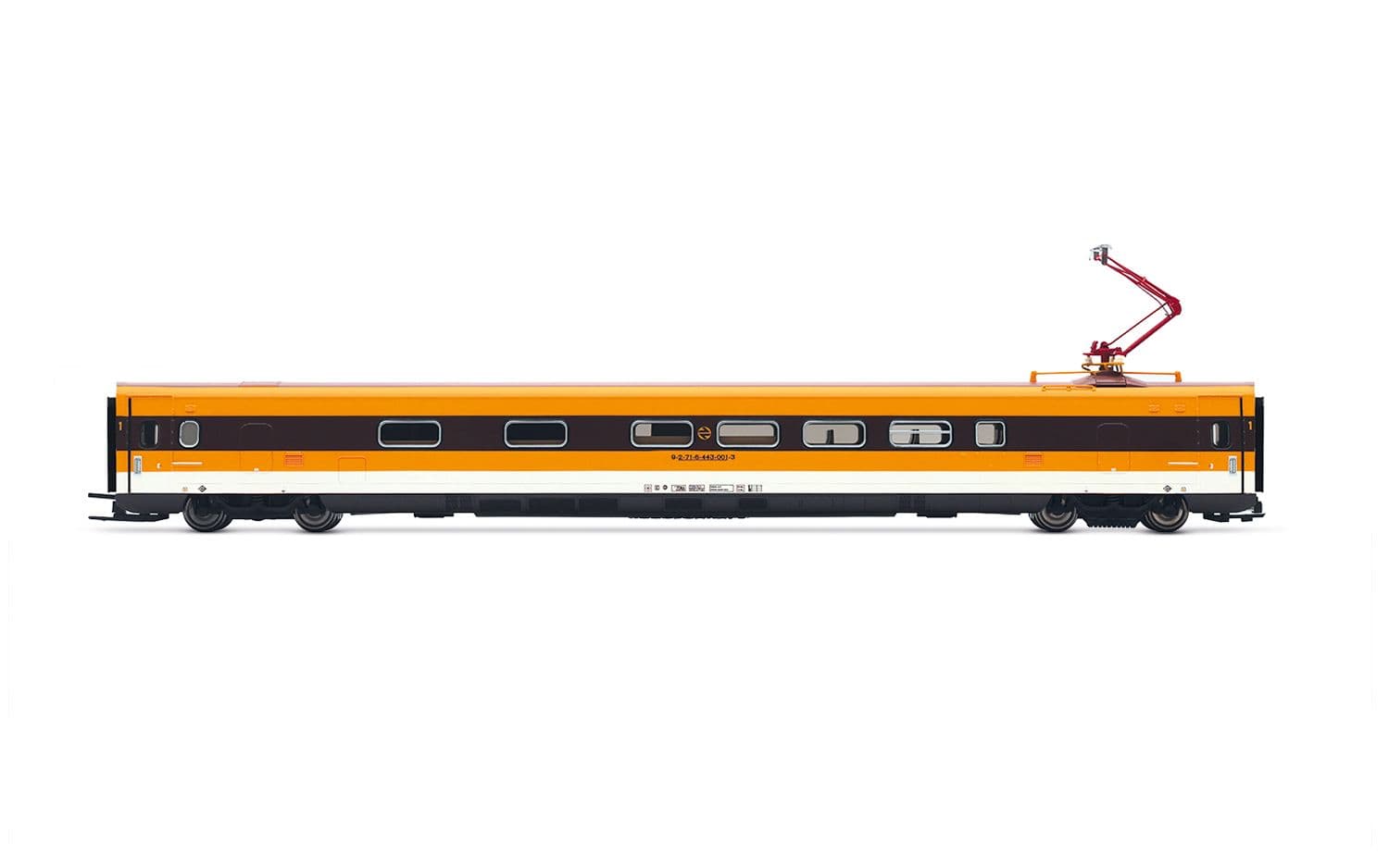 RENFE, tilting high-speed EMU class 443, with brown roof and modern logo, ep. IVb