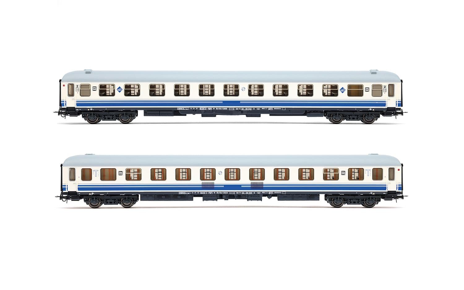 RENFE, set de 2 coches «Estrella Rías Bajas», Bc10x-12600 literas, decoración «Largo Recorrido»