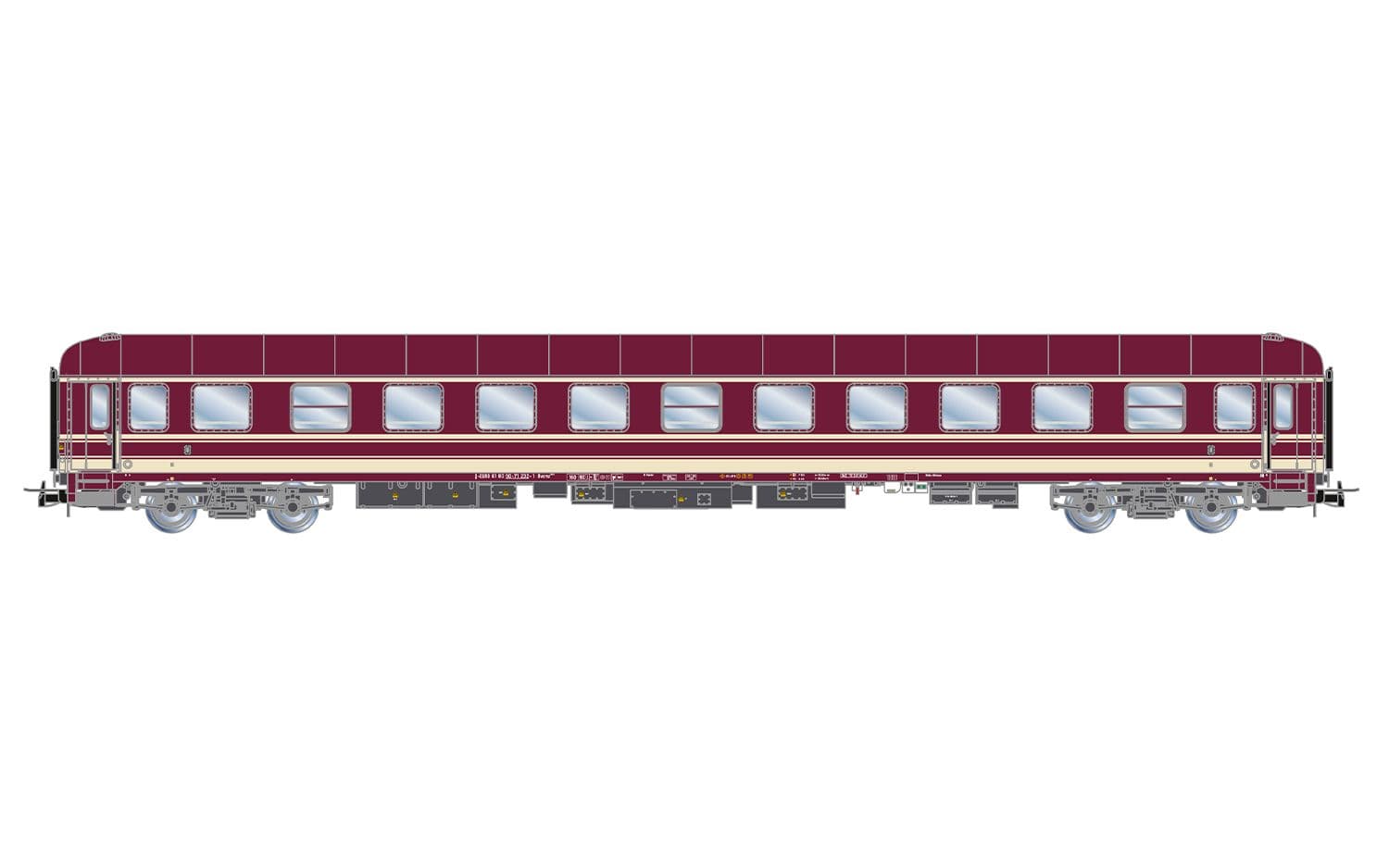 Euro-Express, 3-unit set of couchette coaches, consisting of 1 x Bcm243 + 1 x Bcm246 + 1 x Bvcmz, in purple livery, ep. V-VI