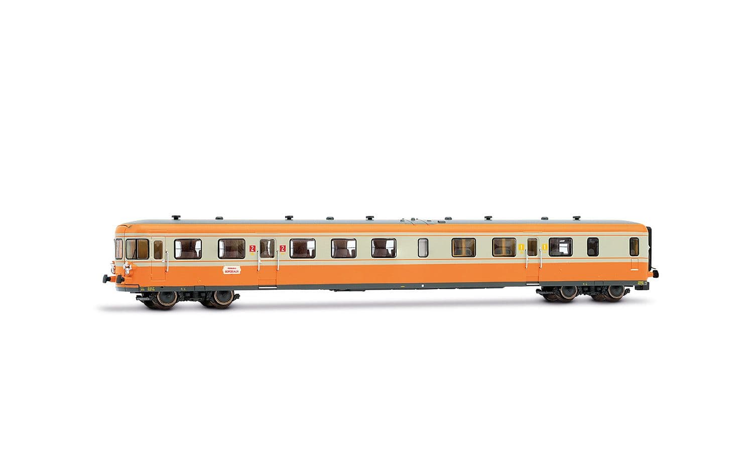 SNCF, diesel railcar RGP II, with motor unit + trailer in re-built version, orange/concrete grey livery, ep. IV, with sound decoder