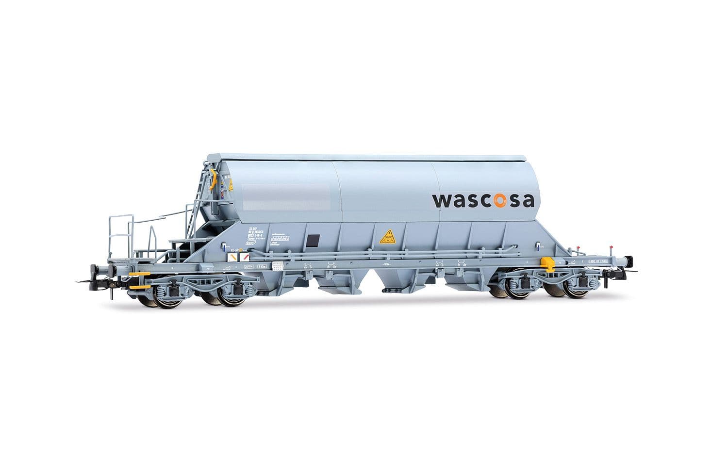 D-WASCO, 2-tlg. Set 4-achs. Schwenkdachwagen der Bauart Taoos „WASCOSA“, graue Farbgebung