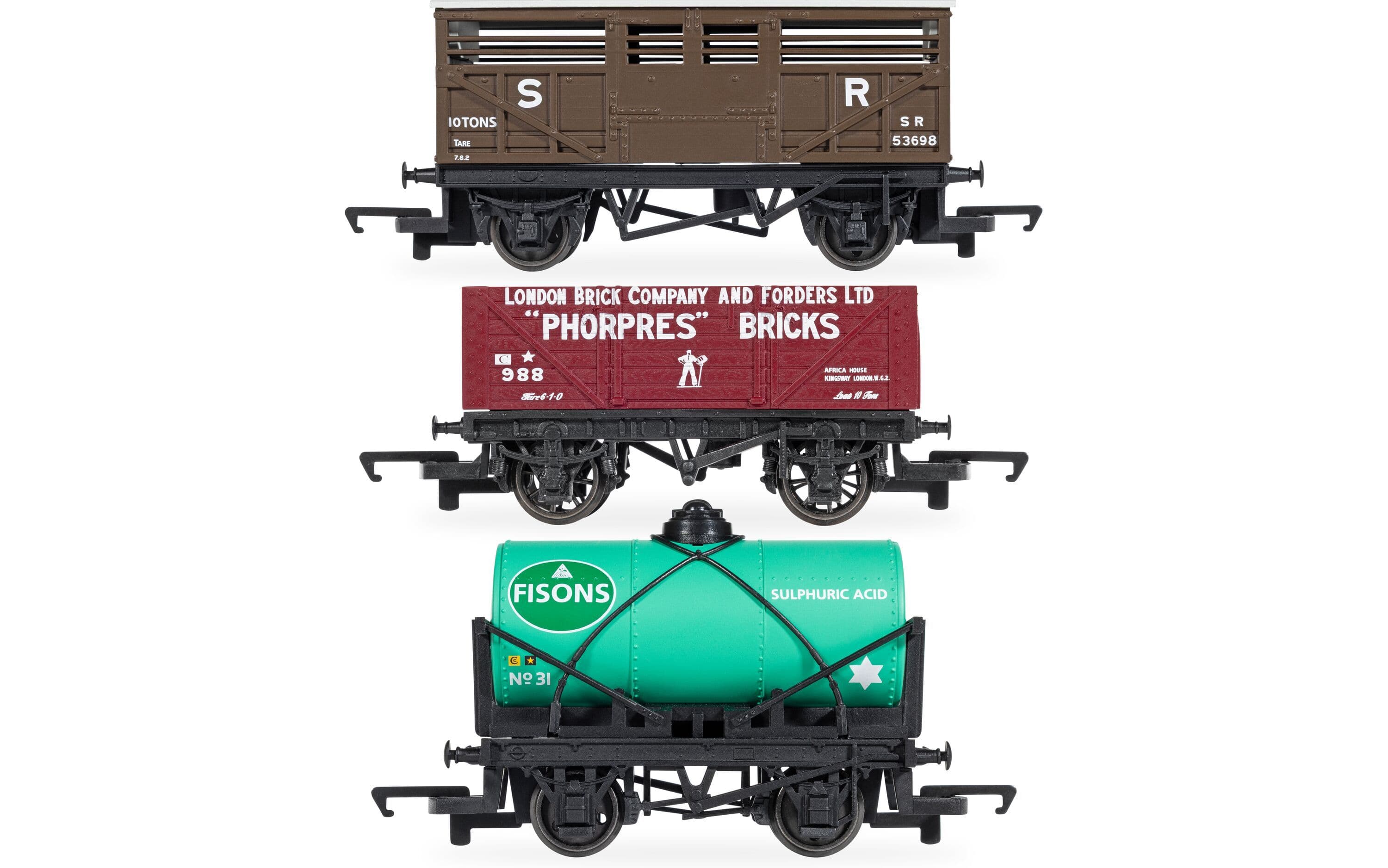 RailRoad: 12T, Plank &amp; Cattle Wagon - Triple Pack
