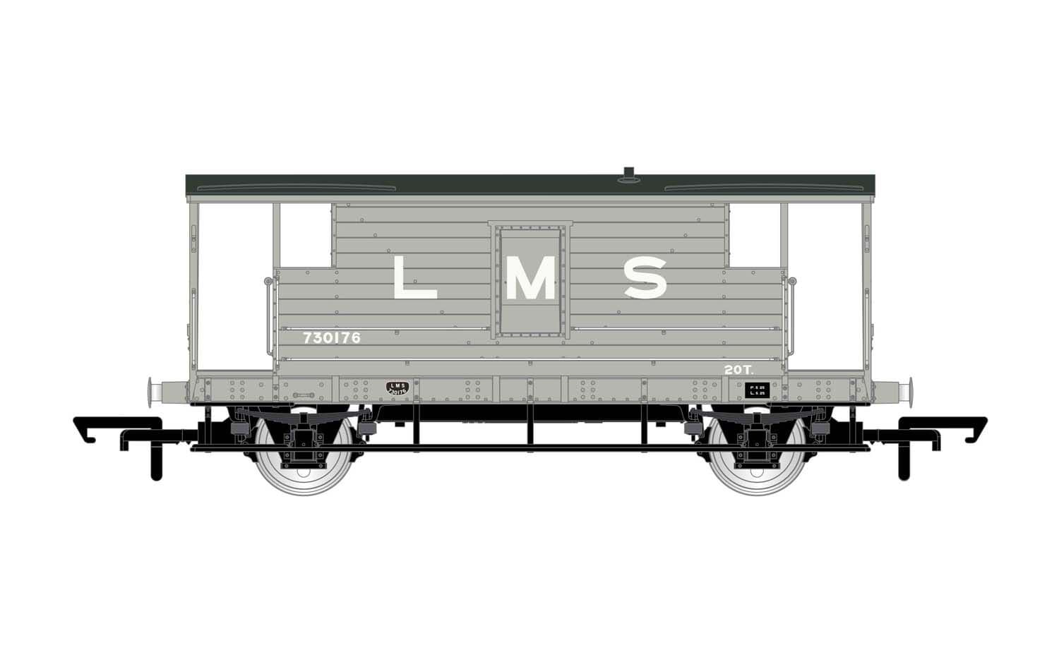 LMS, D1919 20T Brake Van, 730473 - Era 3