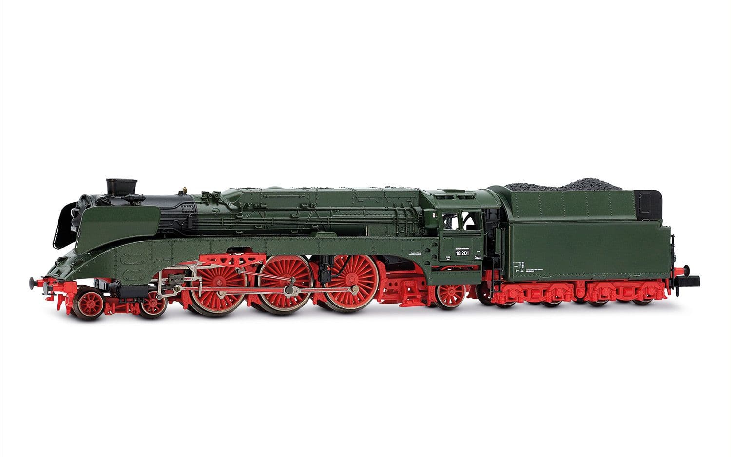 DR, steam locomotive class 18 201, coal tender, 1st original livery (green without decorative line), ep. III