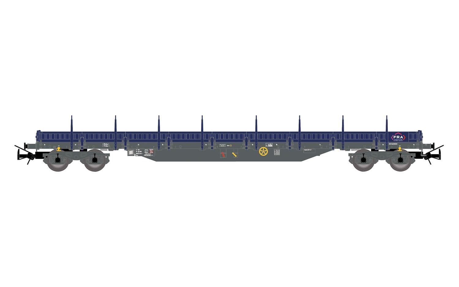 CH-FRA, wagon plateforme à 4 essieux Res, « FERROVIAIRE RHONE-ALPES », livrée bleu-gris