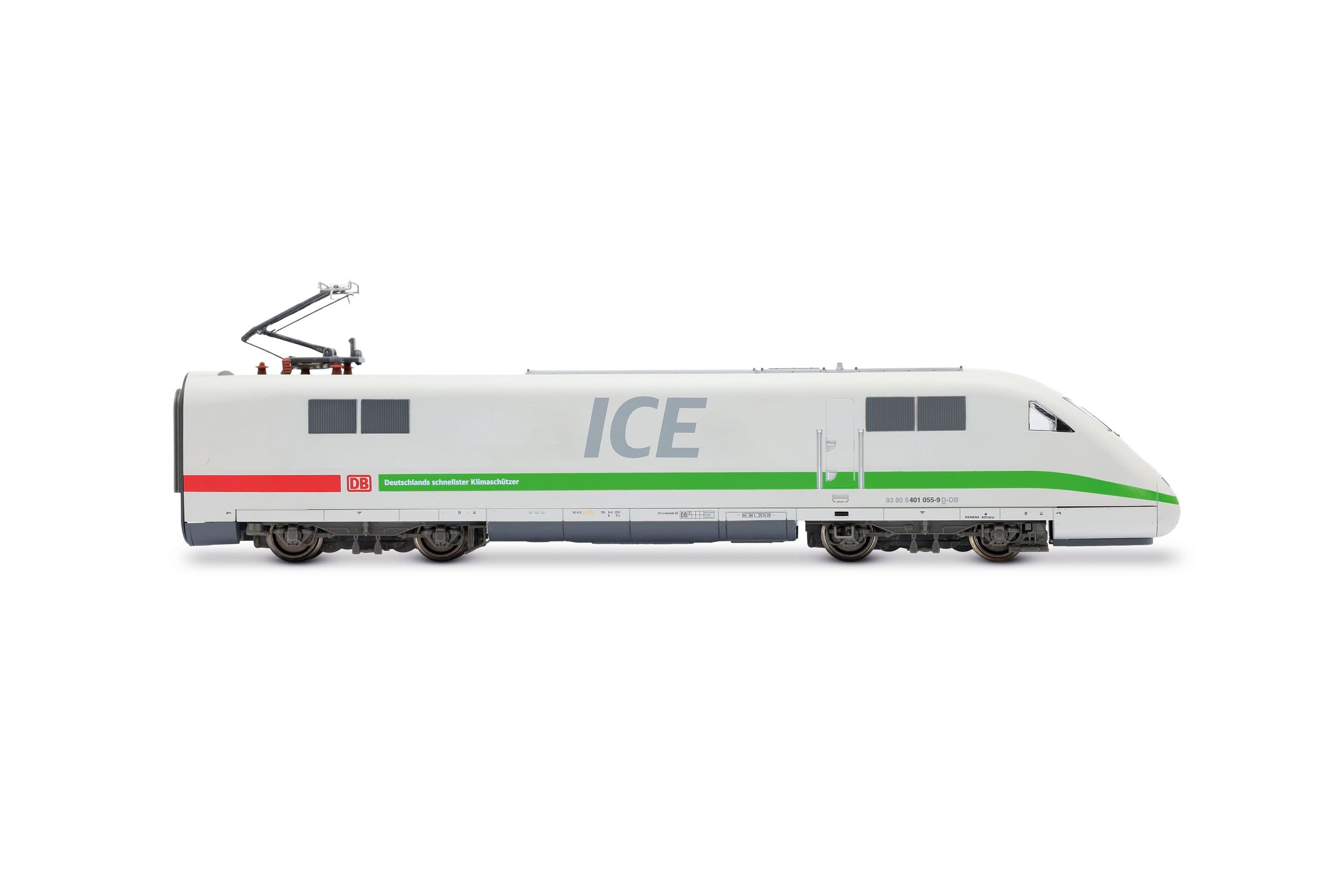 DB AG, ICE 1, Tz 155 „Rosenheim”, 4-tlg. Grundset (Lok, Dummy, je ein Wagen 1. + 2. Klasse), „Klimaschützer”