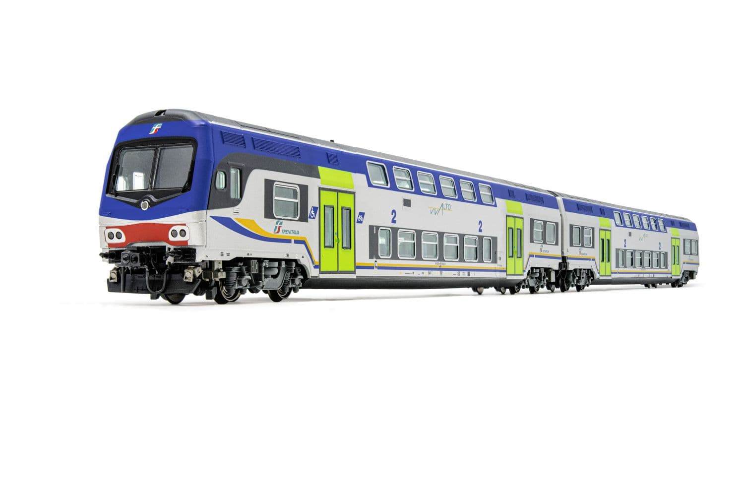 FS Trenitalia, 3-unit pack Vivalto coaches (1 with driver's cab + 2 intermediates) DPR livery, old Vivalto logo
