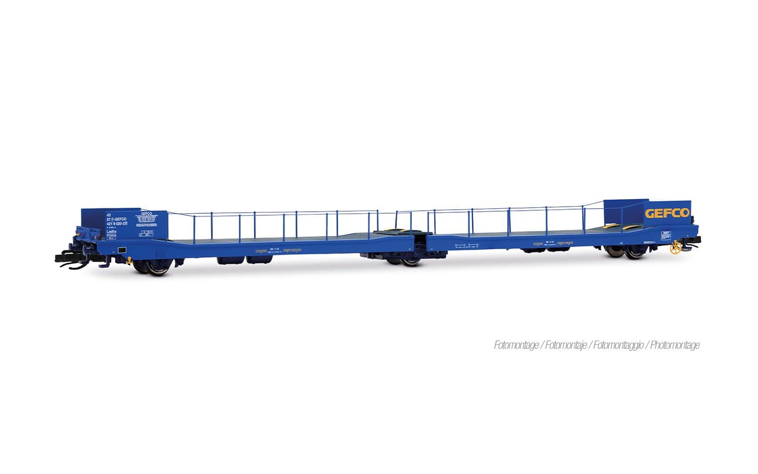 F-GEFCO, 3-axle van transporter, Ladks, blue livery with inscription boards