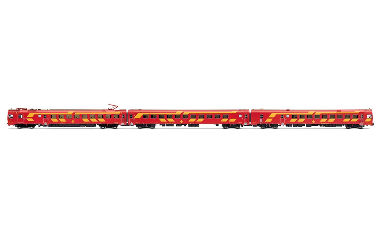 RENFE, 3-unit EMU class 444, unit 444-004 in original red/yellow livery, ep. IV, with DCC decoder