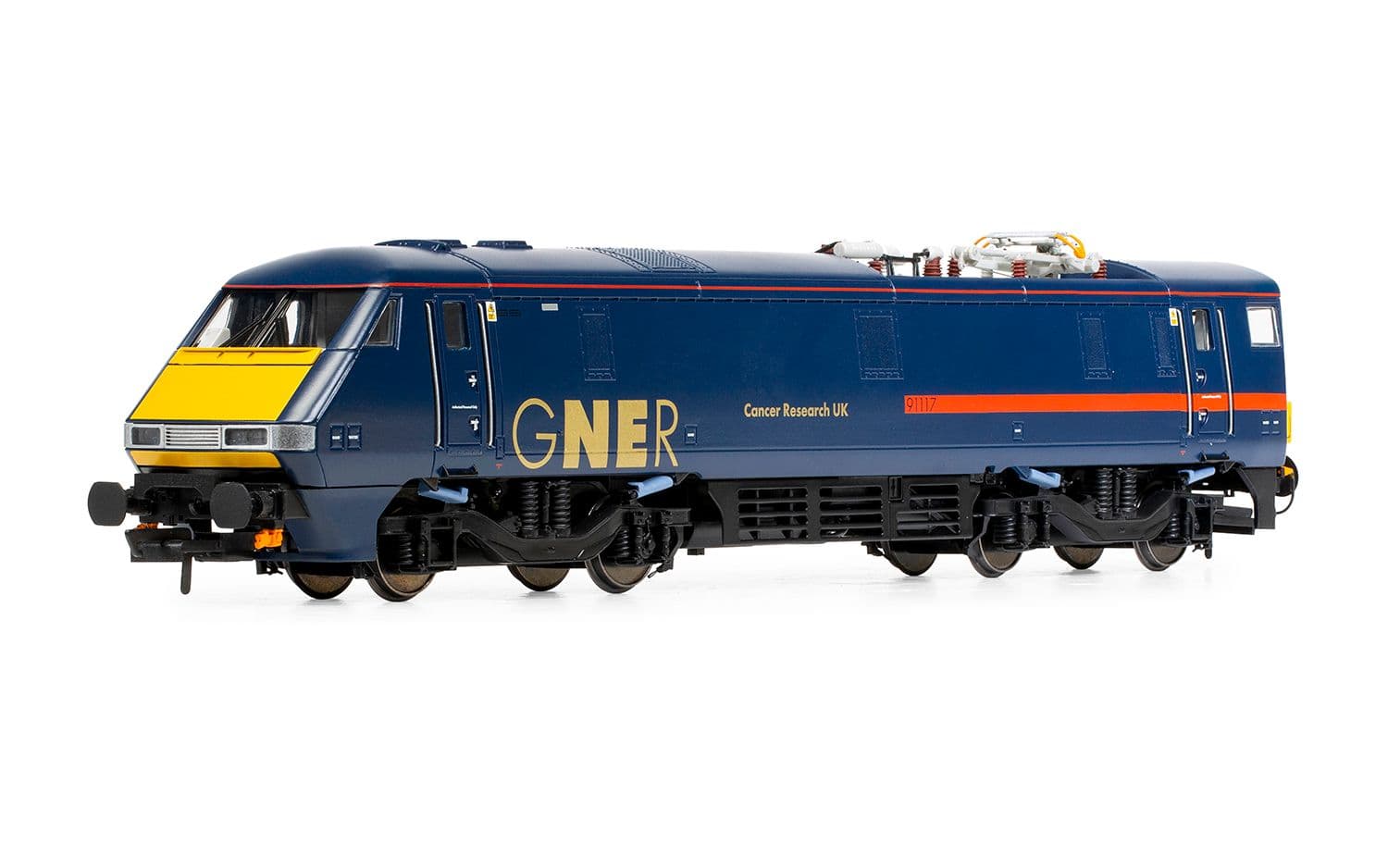 GNER, Class 91, Bo-Bo, 91117 'Cancer Research UK' - Era 10