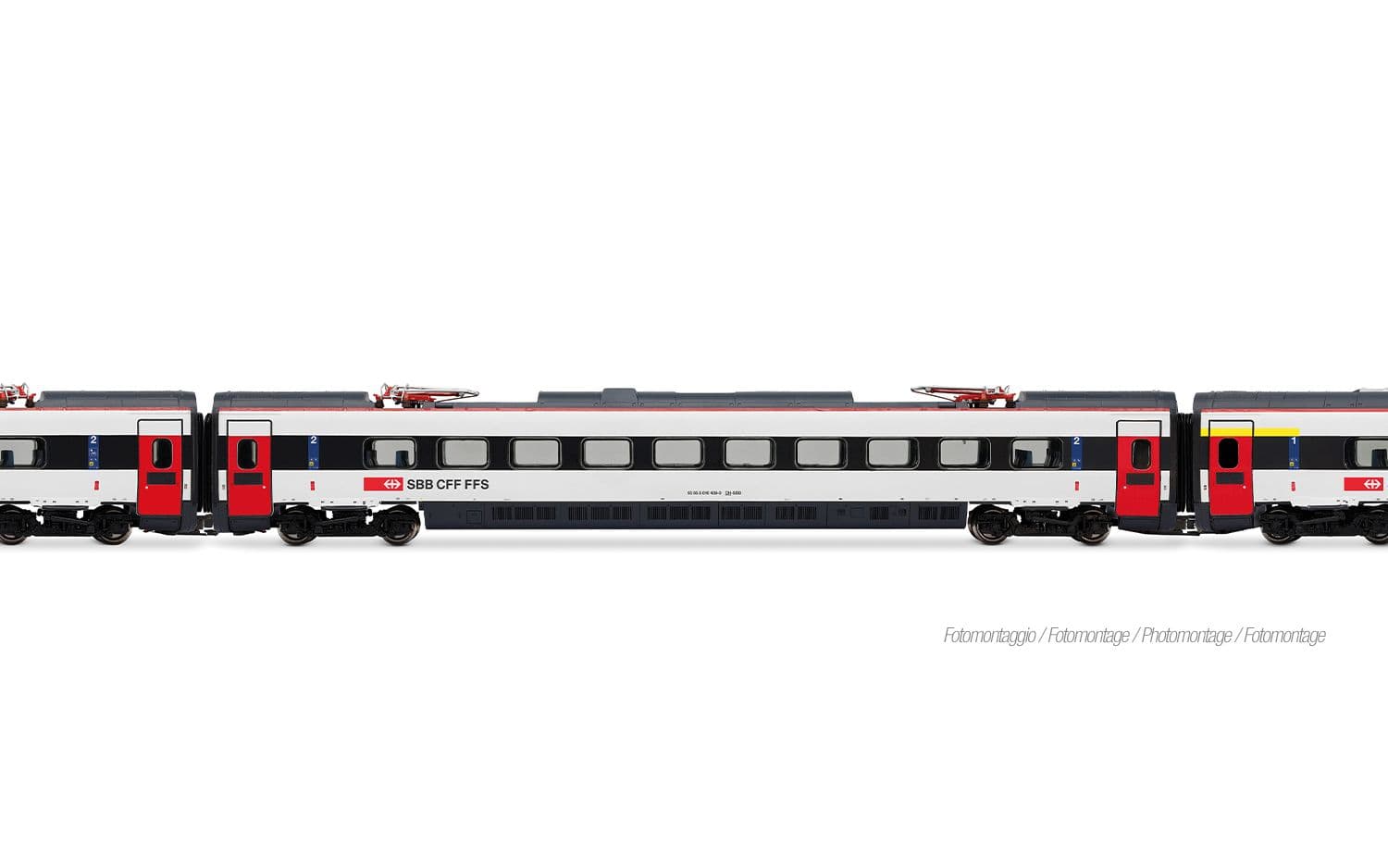 SBB, 4-tlg. Grundset des Hochgeschwindigkeitszug ETR 610, 1. Serie, ICN-Farbgebung mit roten Türen