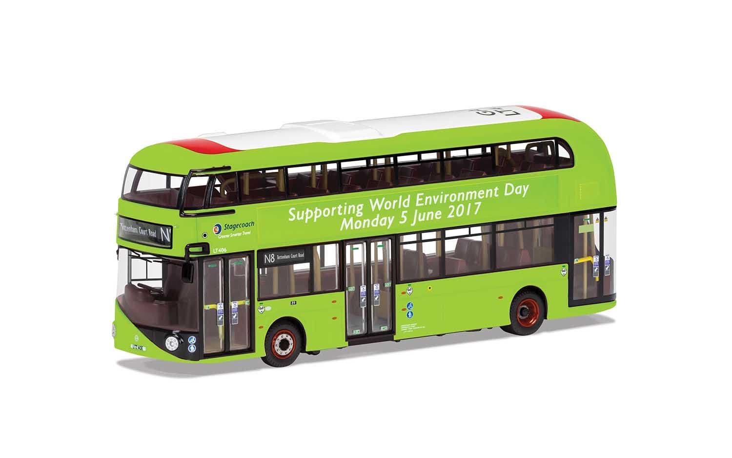New Routemaster, Stagecoach London, LTZ 1406/LT406, Route N8 Tottenham Court Road, Supporting World Environment Day