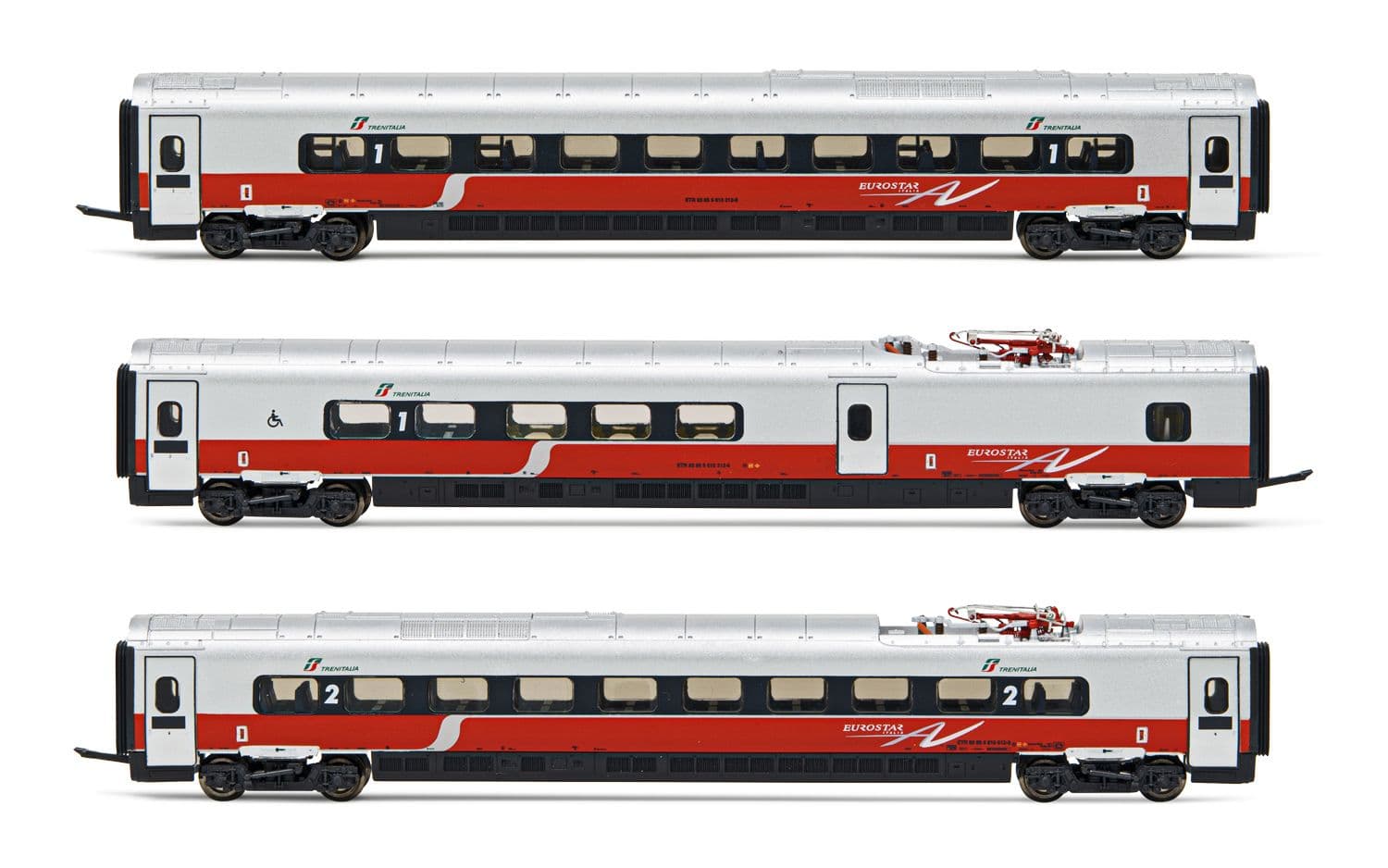 FS, 3-unit pack intermediate coaches for HN2473, "AV Frecciargento"-livery, period VI