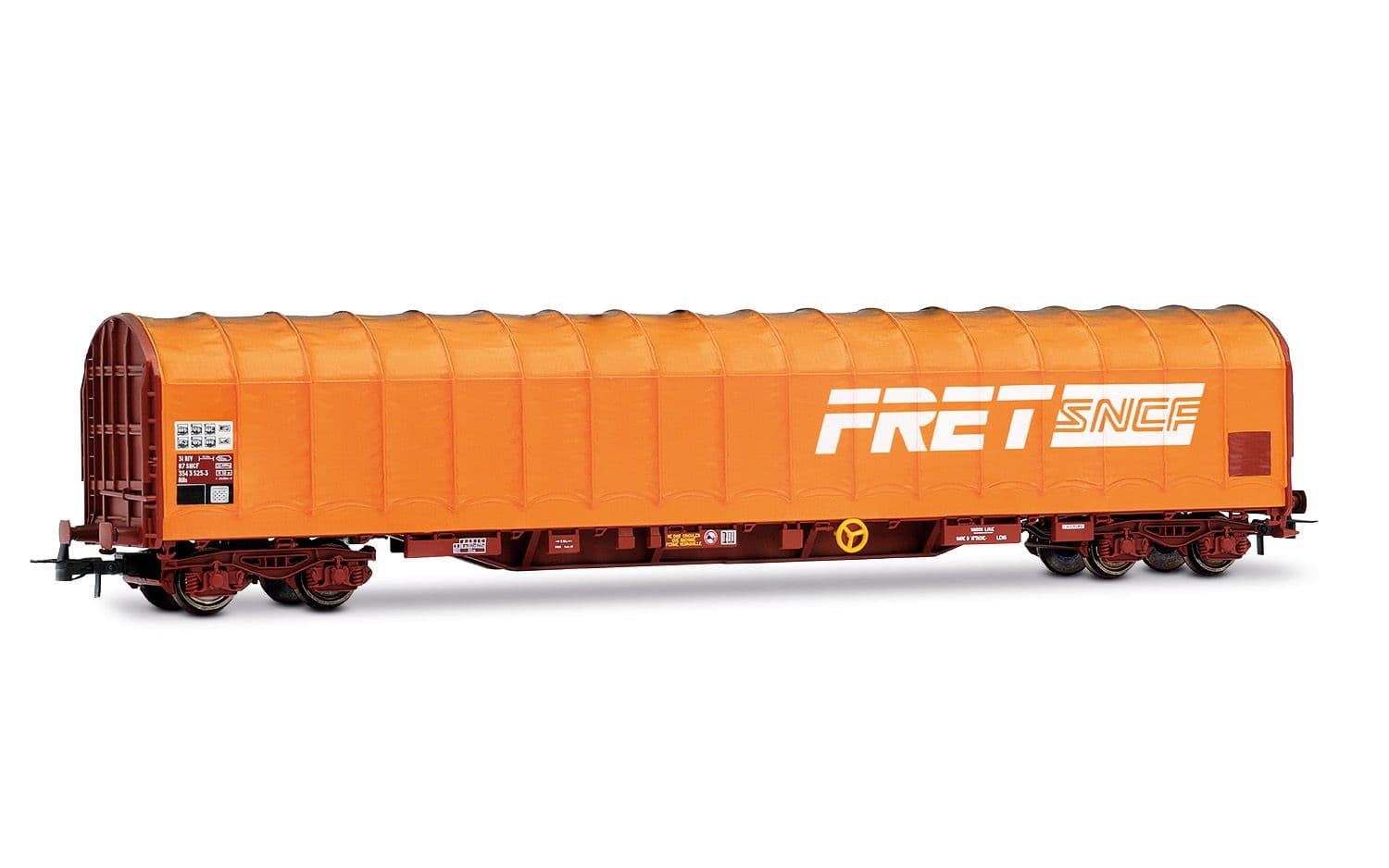 SNCF, 4-axle tarpaulin wagon Rils type "FRET", orange livery, ep. IV-V