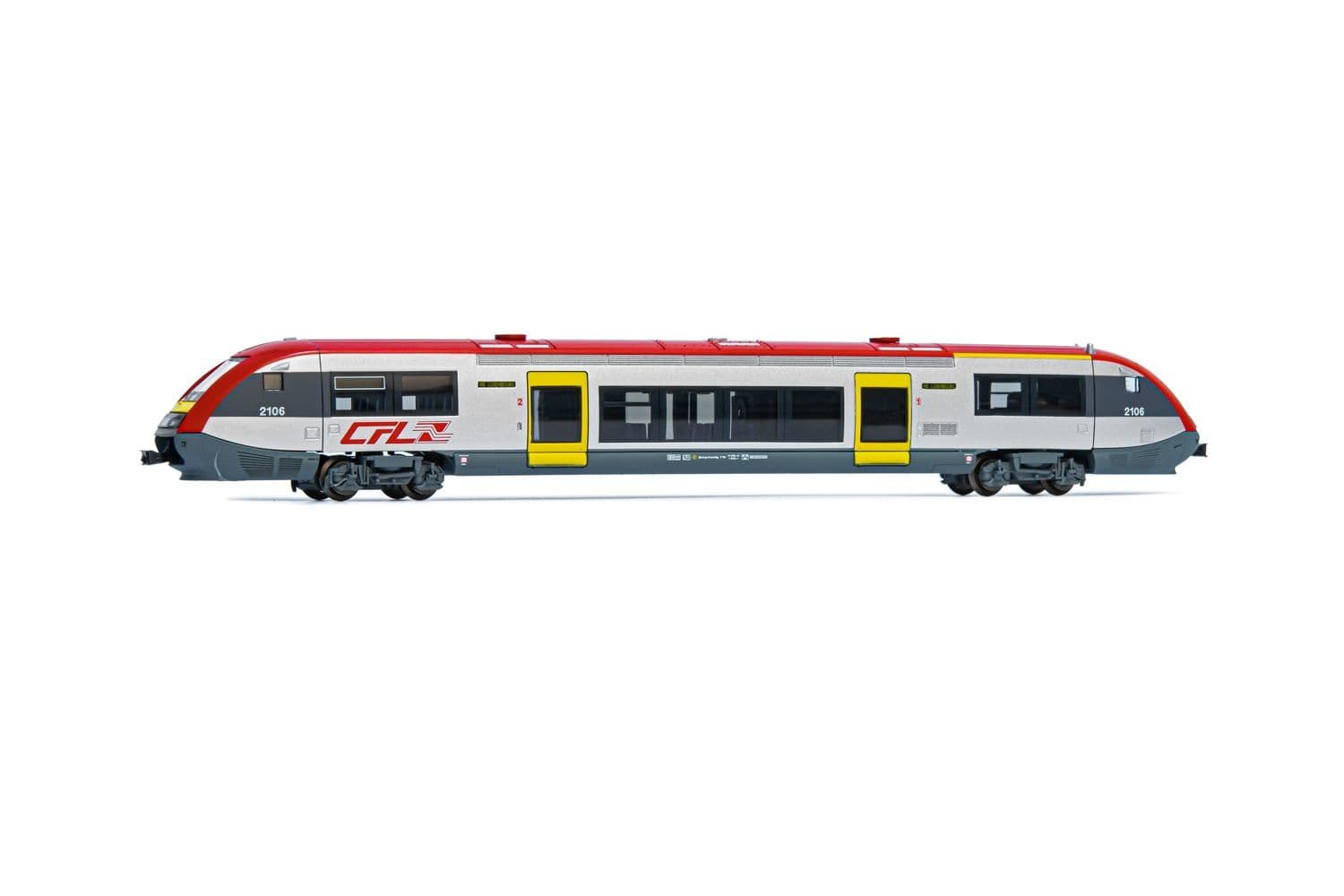 CFL, automotor diesel clase 2100, decoración plata/rojo, 2101, ép. V