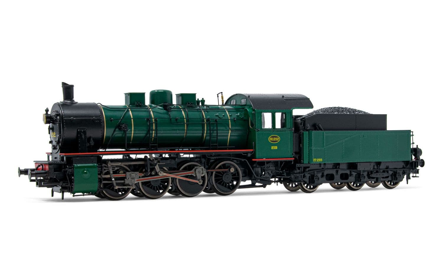 SNCB/NMBS, steam locomotive class 81, 3-dome symetrical boiler, dark green livery, period III