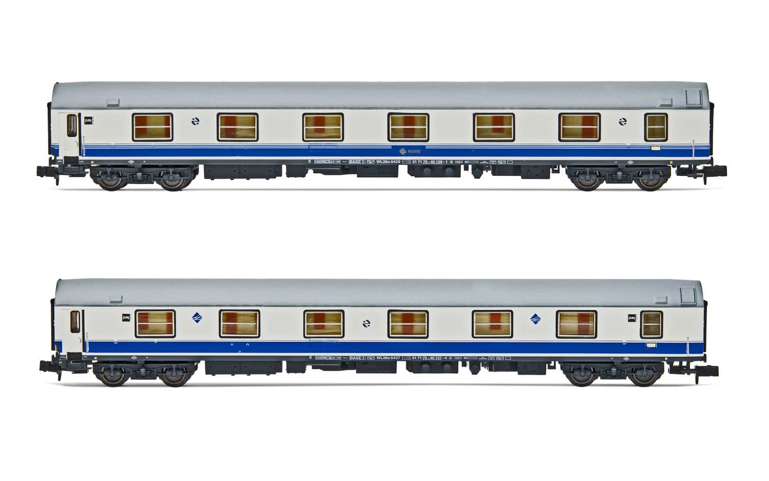 RENFE, set de 2 coches camas T2, decoración «Largo Recorrido», ép. IV-V
