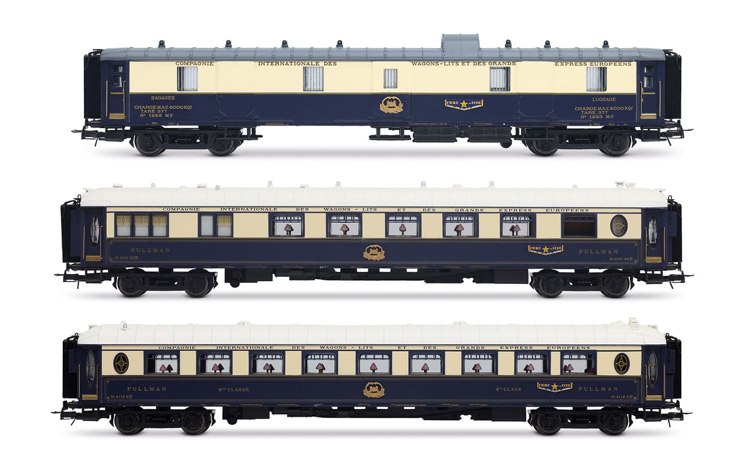 CIWL, coffret de 3 voitures « Etoile du Nord », set 2/2 (1 x DD3, 1 x VPC Flèche d'Or and 1 x VP Étoile du Nord), ép. II