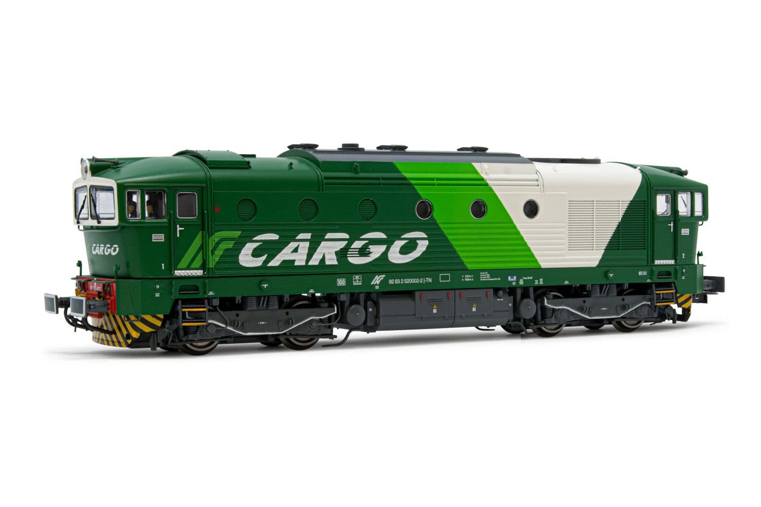 NordCargo, diesel locomotive DE 520 with UIC markings, green/white livery, period VI, with DCC-sounddecoder