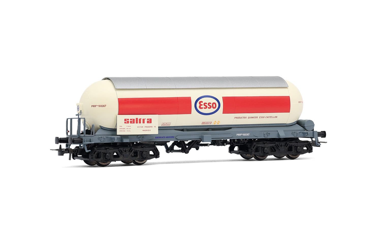 RENFE, 2-unit pack of ammonia tank wagon, "ESSO-Saltra" original livery