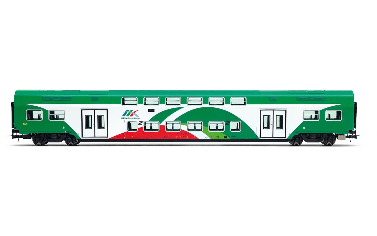 Trenitalia Tper, 3-tlg. Set Vivalto-Doppelstockwagen (einer mit Führerstand) in FER-Farbgebung mit gesicktem Dach
