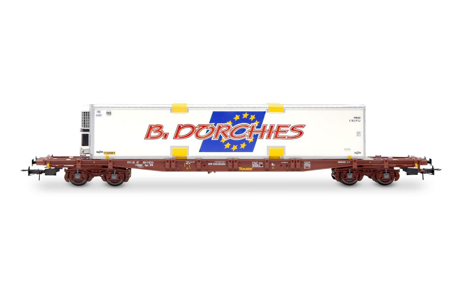 TOUAX, 4-axle container wagon S70, loaded with swap body "B. Dorchies", ep. VI