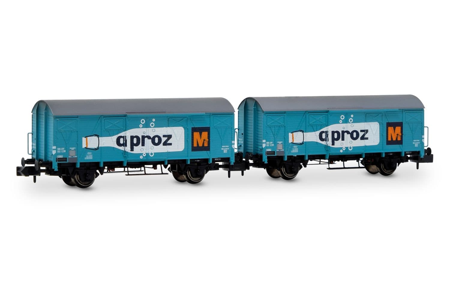 SBB, 2-tlg. Set 2-achs. gedeckter Güterwagen der Bauart K4 „APROZ", Ep. III