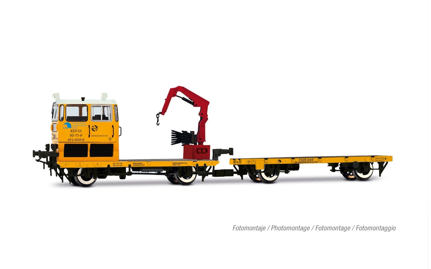 RENFE, maintenance vehicle KLV 53, "Mantenimiento de Infraestructura" yellow livery, ep. V