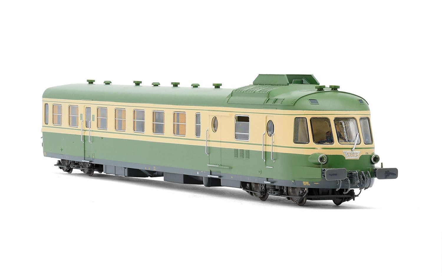 SNCF, diesel railcar RGP I with trailer, green/beige livery, ep. IV