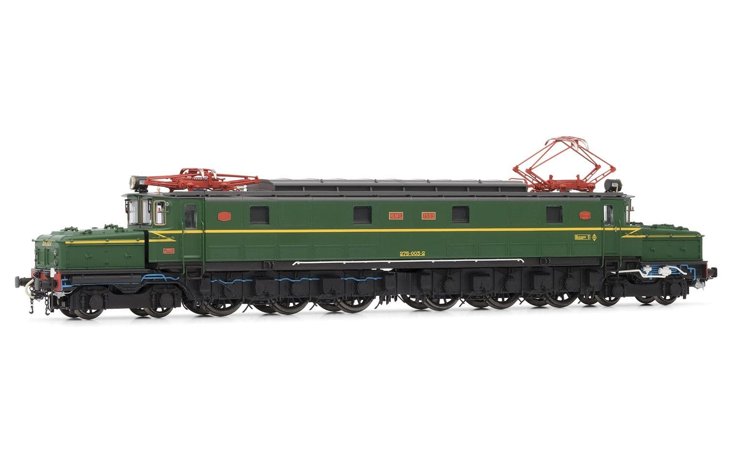 RENFE, locomotora electrica 278.007, decoración verde, ép. V