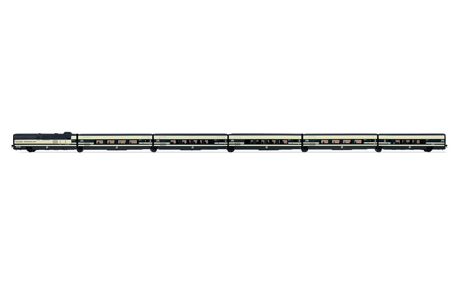 RENFE, Talgo Pendular, set de 6 coches, versíon original azul/beige, ép. IV