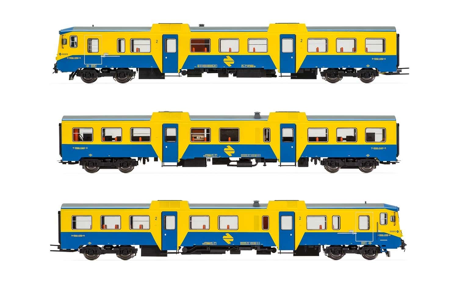 RENFE, set de 3 unidades, automotor diesel 592 en versión azul/amarillo, ép. IV-V, con decoder digital