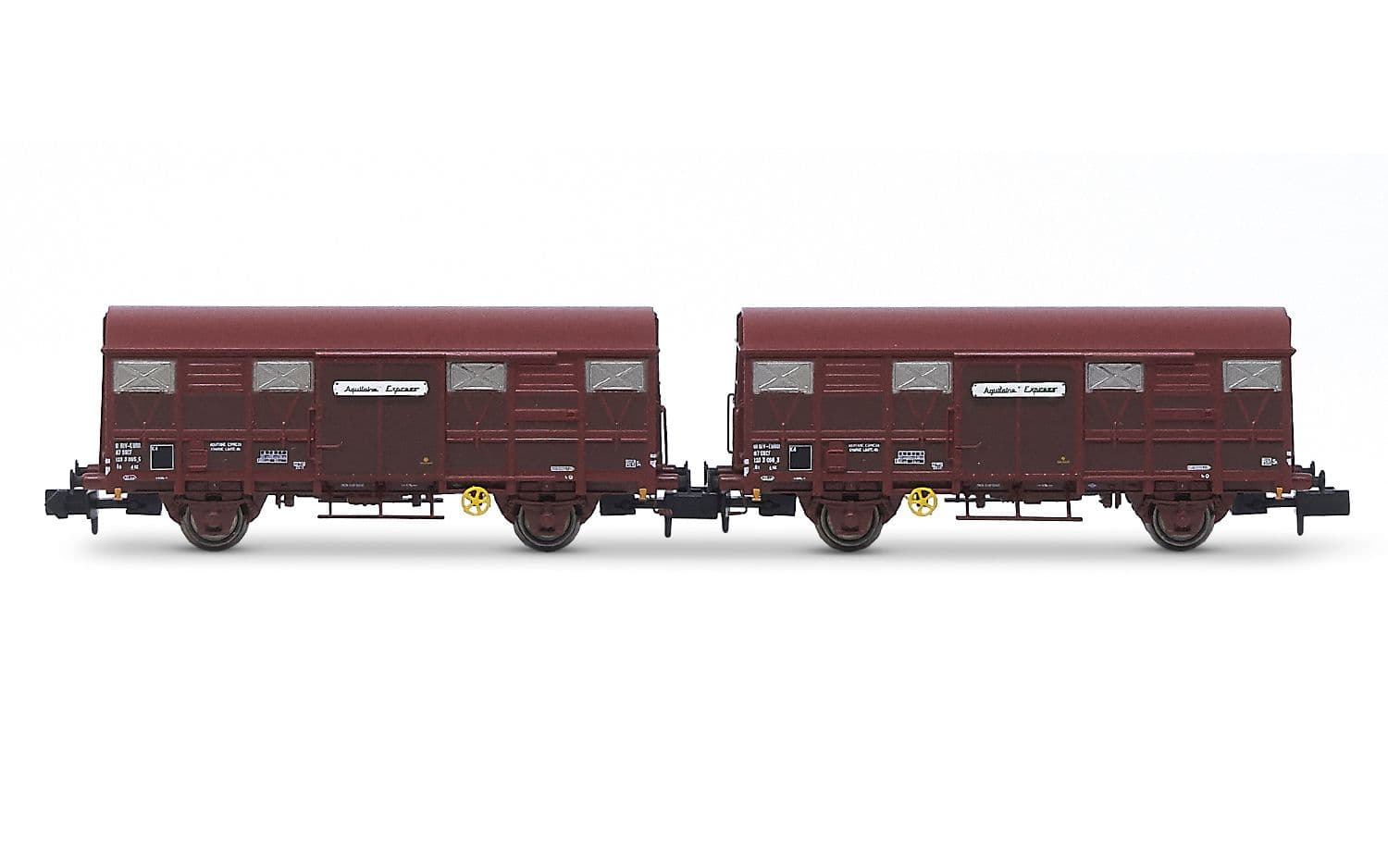 SNCF, set di 2 carri chiusi a 2 assi G4 Permaplex, livrea marrone, "Aquitaine Express", ep. IV