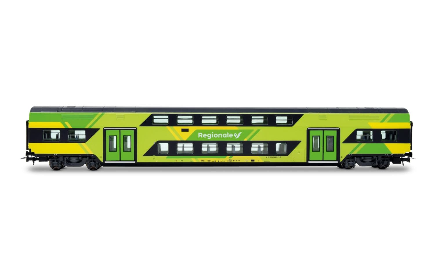 FS Trenitalia, 3-tlg. Set Vivalto-Doppelstockwagen (einer mit Führerstand) neue „Regionale”-Farbgebung