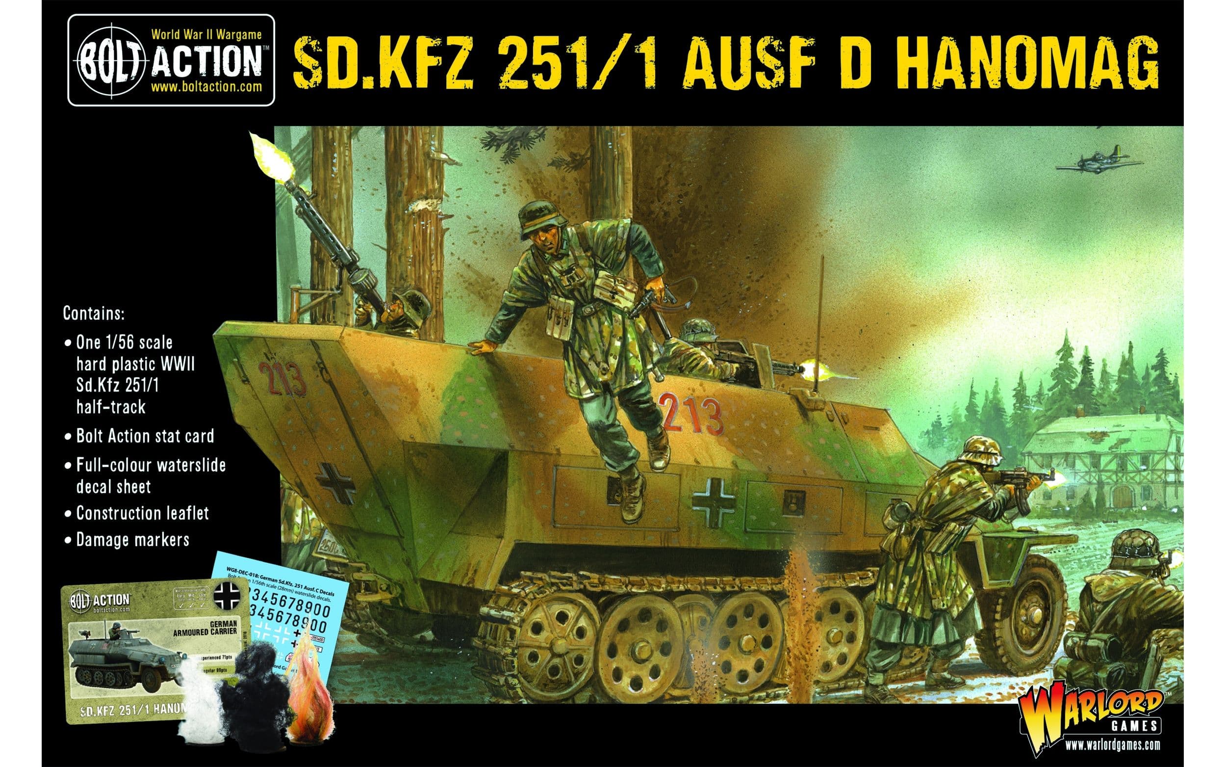 Sd.Kfz 251/1 Ausf D Hanomag German Half-Track 1:56 WWII Military Wargaming Plastic Model Kit